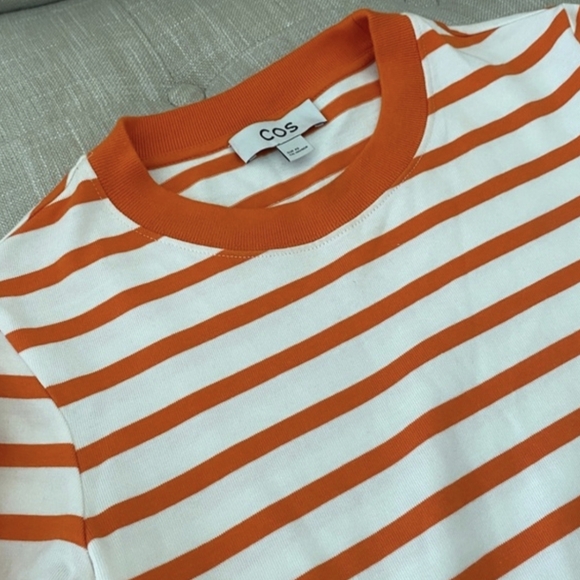 COS Long Sleeve Top in Orange and White Stripes - Picture 5 of 6
